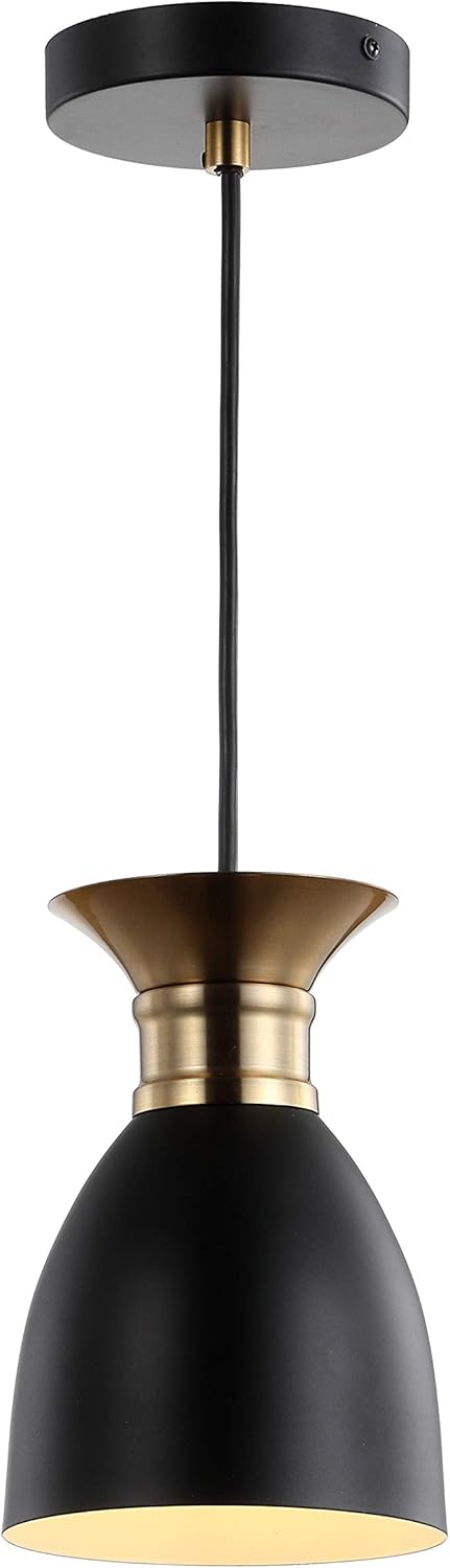 JONATHAN Y JYL6136A Edison 5.75" Metal LED Pendant Contemporary Dimmable Dining Room Living Room Kitchen Foyer Bedroom Hallway,Black/Brass Gold