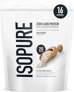 Isopure Zero Carb 100% Pure Whey Isolate Protein Powder, Lactose Free, G...