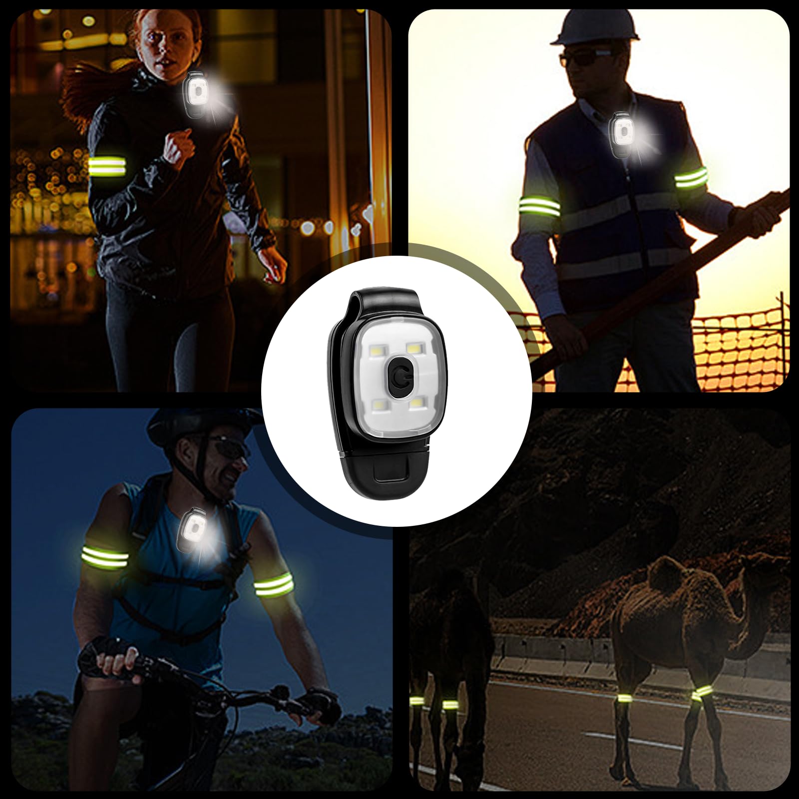 Lampe Led Clip 2 Lampes LED Clipables + Bracelets Réfléchissants - 4 Modes - Rechargeable USB - Sécurité Running Accessoire Running Nuit