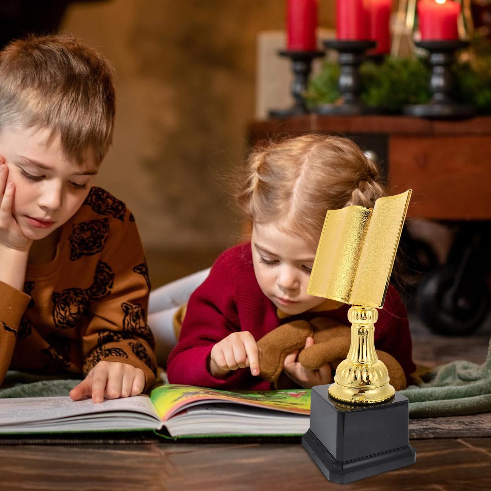 Toddmomy Trofeo para Premiar de Plástico Dorado de Diseño Exquisito y Práctico en Bibliotecas para Colecciones