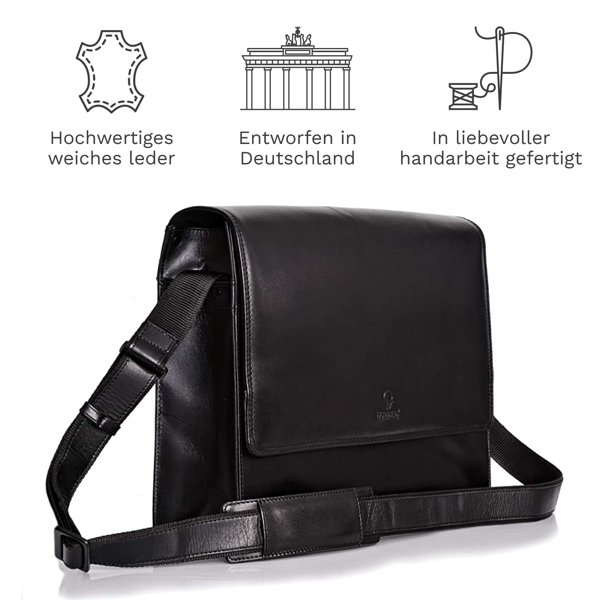 DONBOLSO Große Business Messenger Bag für Laptop - Leder Laptoptasche, Handtasche, Arbeitstasche Herren - Just Elegant Vintage - Tragetasche für MacBook Zubehör - 15,6 Zoll