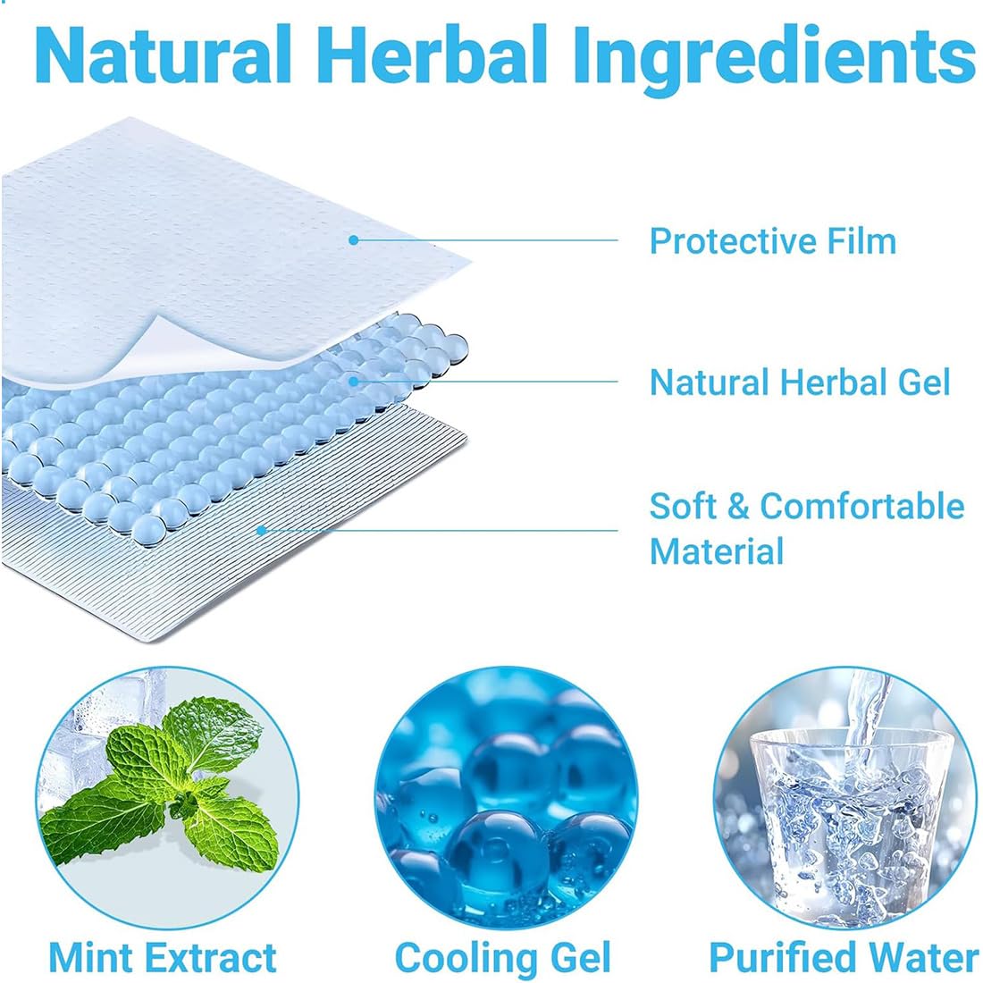 24 Pezzi Patch di Raffreddamento,Cerotti Refrigeranti, Raffreddamento Gel Patch, Gel di Raffreddamento,Rinfrescante Cerotto Freddo, Per il caldo estivo, la sudorazione e le vertigini