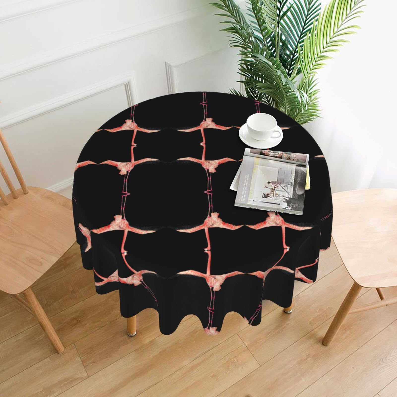 hhxvcv Flamingo Round Tablecloth – Dining Table Cover