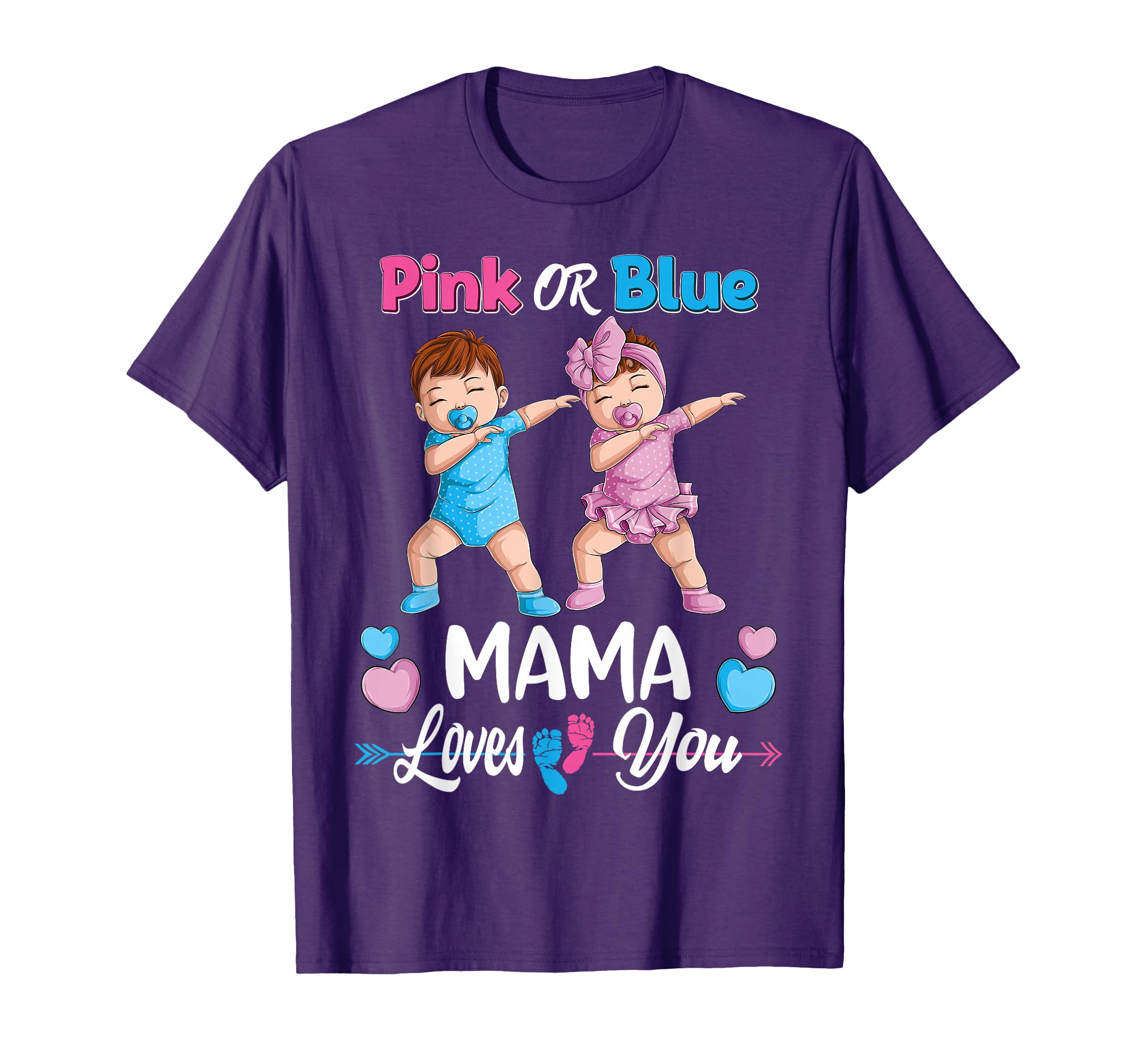 Pink Or Blue Mama Loves You Baby Gender Reveal Party Women T-Shirt