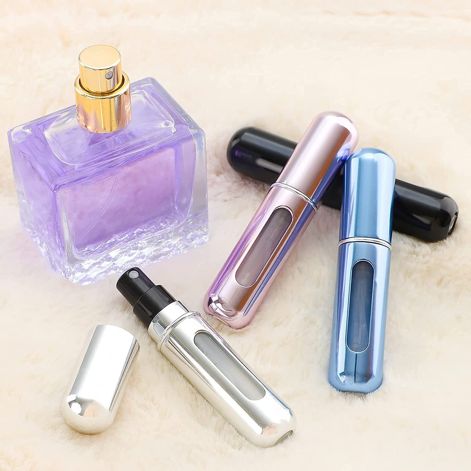 AJAGIYA STORE Refillable Perfume Atomizer Bottle, Portable Travel Mini Spray Bottles, Cologne Dispenser Perfume Bottles, Portable Empty Spray Bottle for Travel Multicolor (PACK OF 4) - Image 5 thumbnail