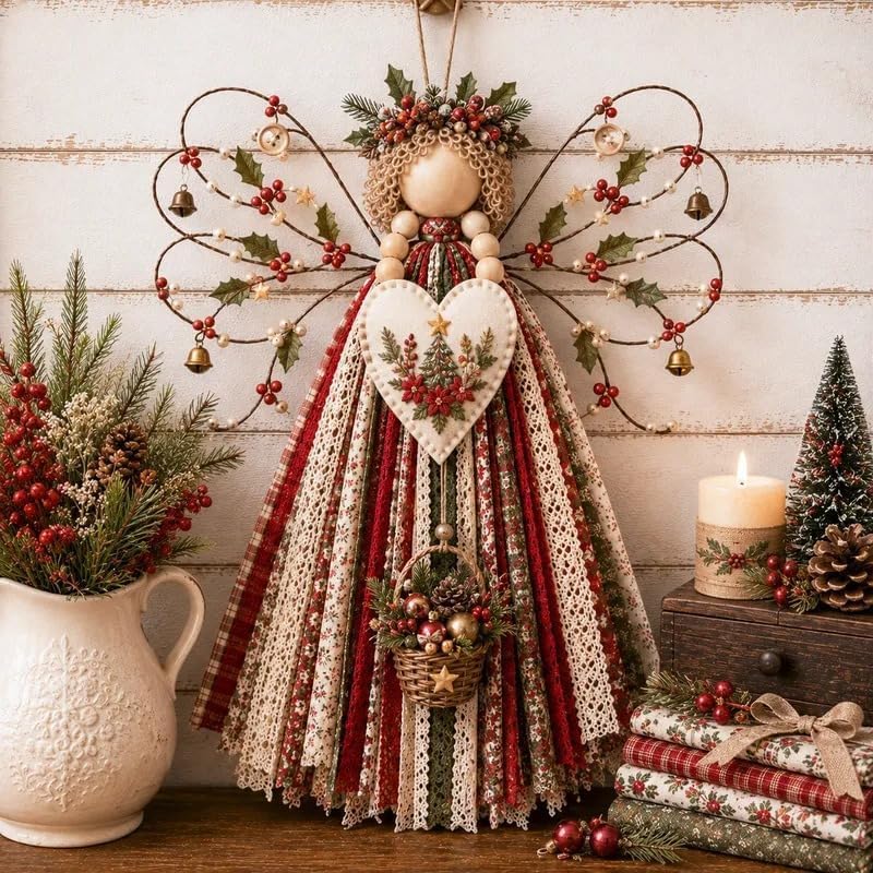 Handmade Angel Fabric Hanging DIY Kit, Angel Craft Kit Wall Weaving for Home Wall Decor Christmas Gift