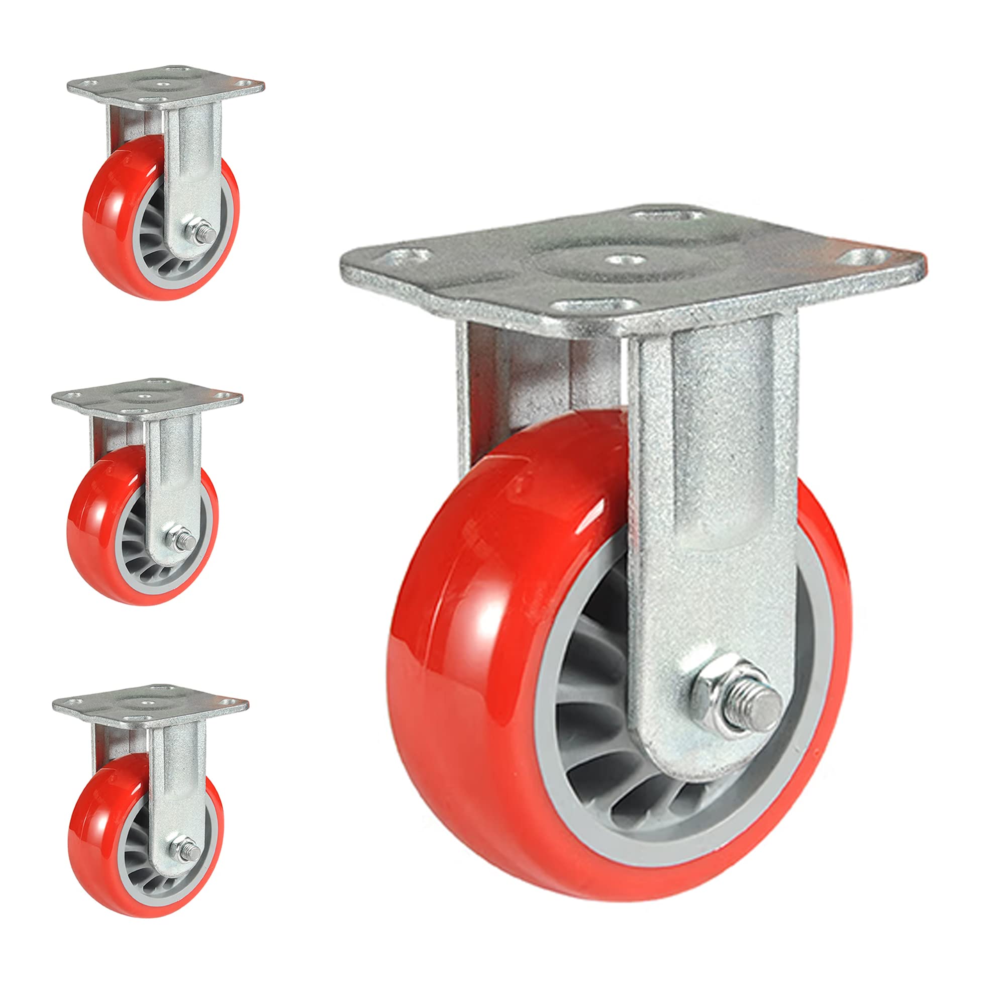1Ruedas para Muebles, 4 Ruedas Que No Dejan Marcas de Alta Resistencia, Carga Máxima de 2000 kg, Ruedas Giratorias para Palets Engomadas,Directional,5inch