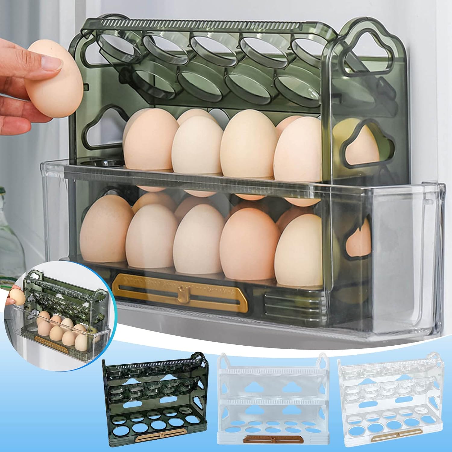 Bilukmi LargeCapacity Refrigerator Eggs Rack 30 Eggs