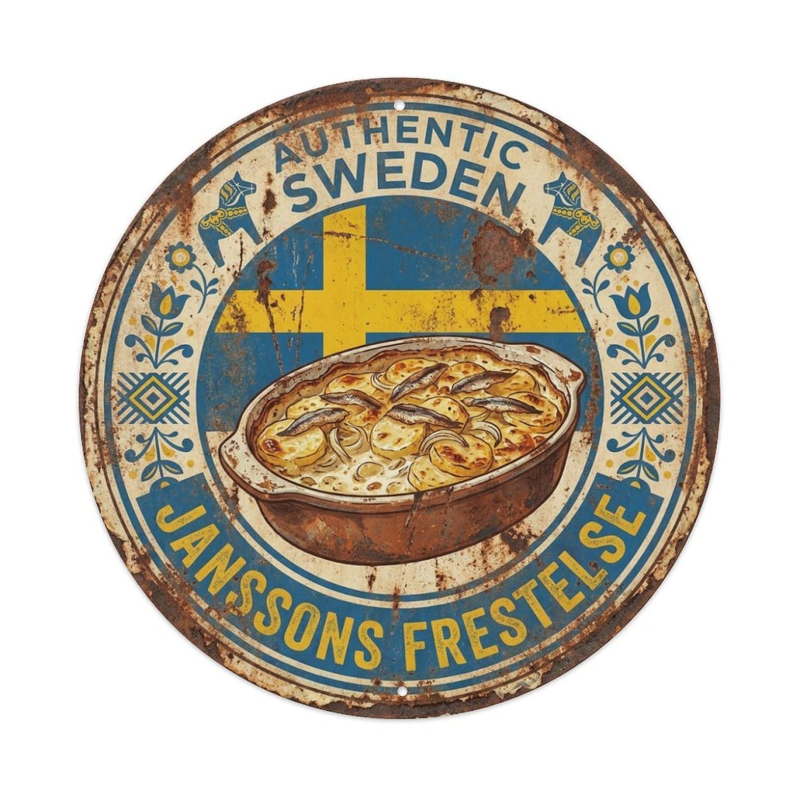 Sweden Travel Potato Casserole Savory Cuisine Metal Tin Sign