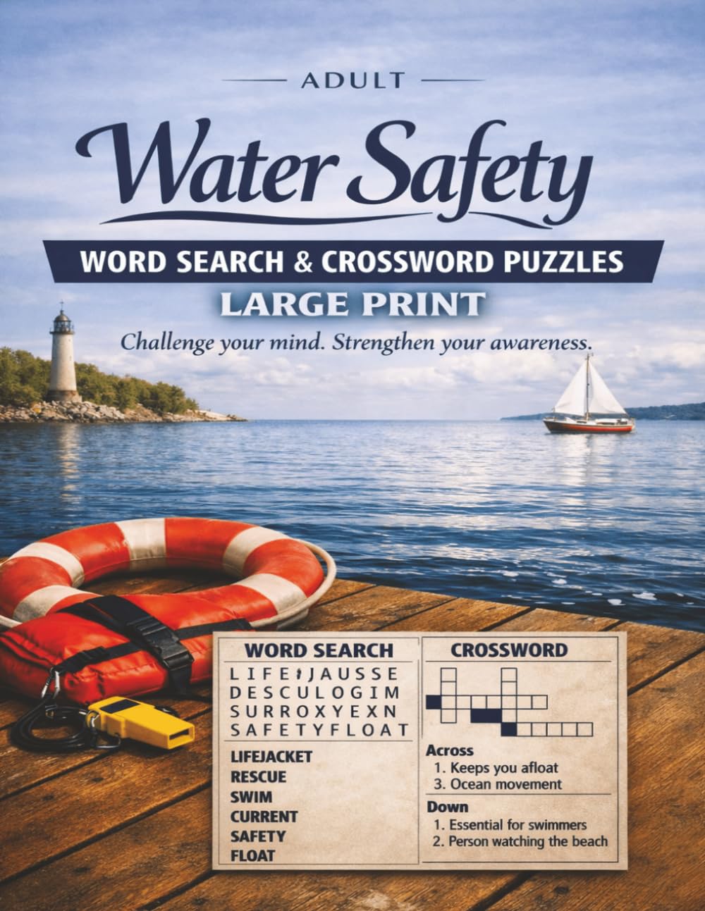 Water Safety - Large Print: Word Search & Crossword Puzzles