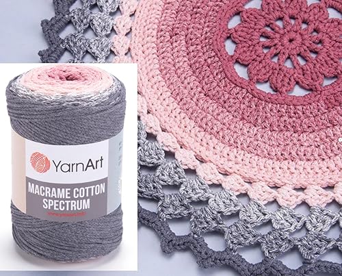 Miniatura 5 de Yarn Art - Cuerda de macramé de espectro de algodón para macramé, 8.80 onzas, 246.06 yardas, 80% algodón, cuerda de macramé multicolor, hilo de