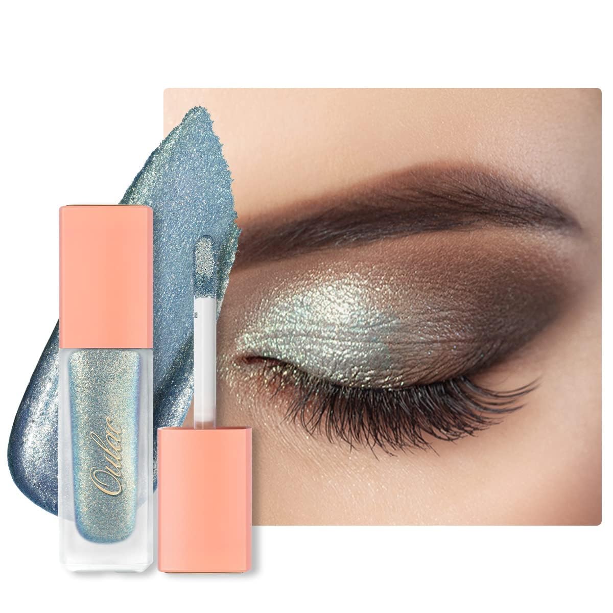 Oulac Liquid Glitter Eyeshadow – Shimmer Eyeshadow & Eyeliner | Shiny Teal with Gold and Emerald Sparkle, Blendable Sparkly Eye Make-up, Crease Resistant, Vegan, Cruelty-Free, 5.4g, Electric Eel (14)