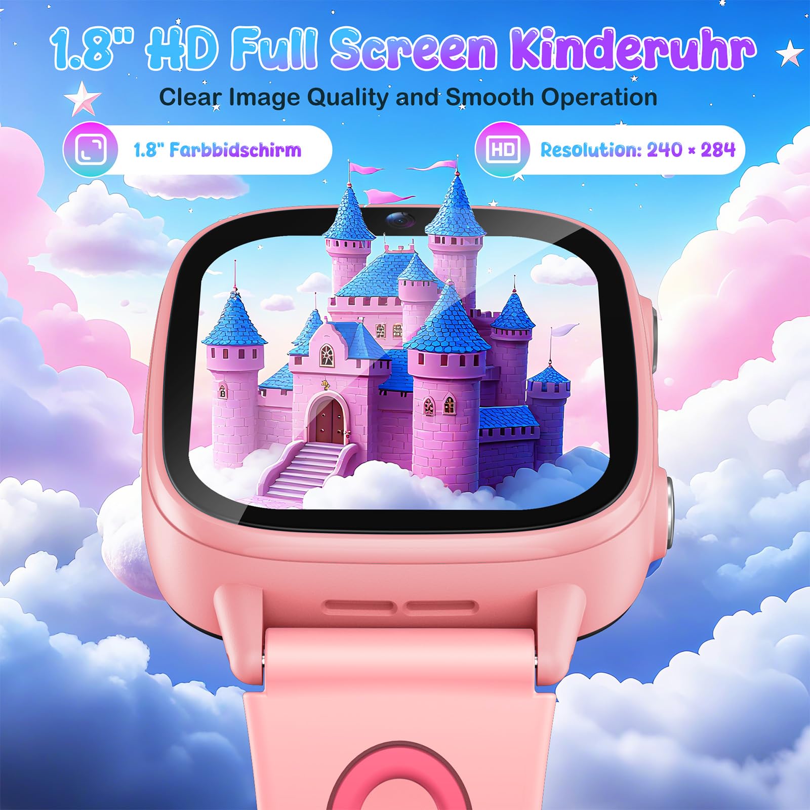 Smartwatch Kinder Toys for Kinderuhr Gift: 1,8" HD Touchscreen Kinder Smart Watch mit 26 Games Camera Video Recorder Kids Watch mit Taschenlampe Pedometer IP68 Wasserdicht Education Boy Girl