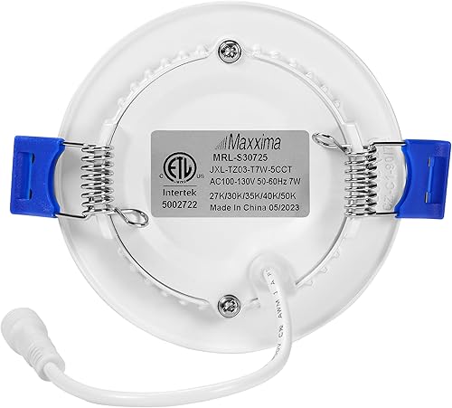Miniatura 9 de Maxxima Lámpara LED empotrable ultrafina de 3 pulgadas, 5 CCT, 500 lúmenes, luz delgada sin lata, clasificación IC, temperatura de 5 colores