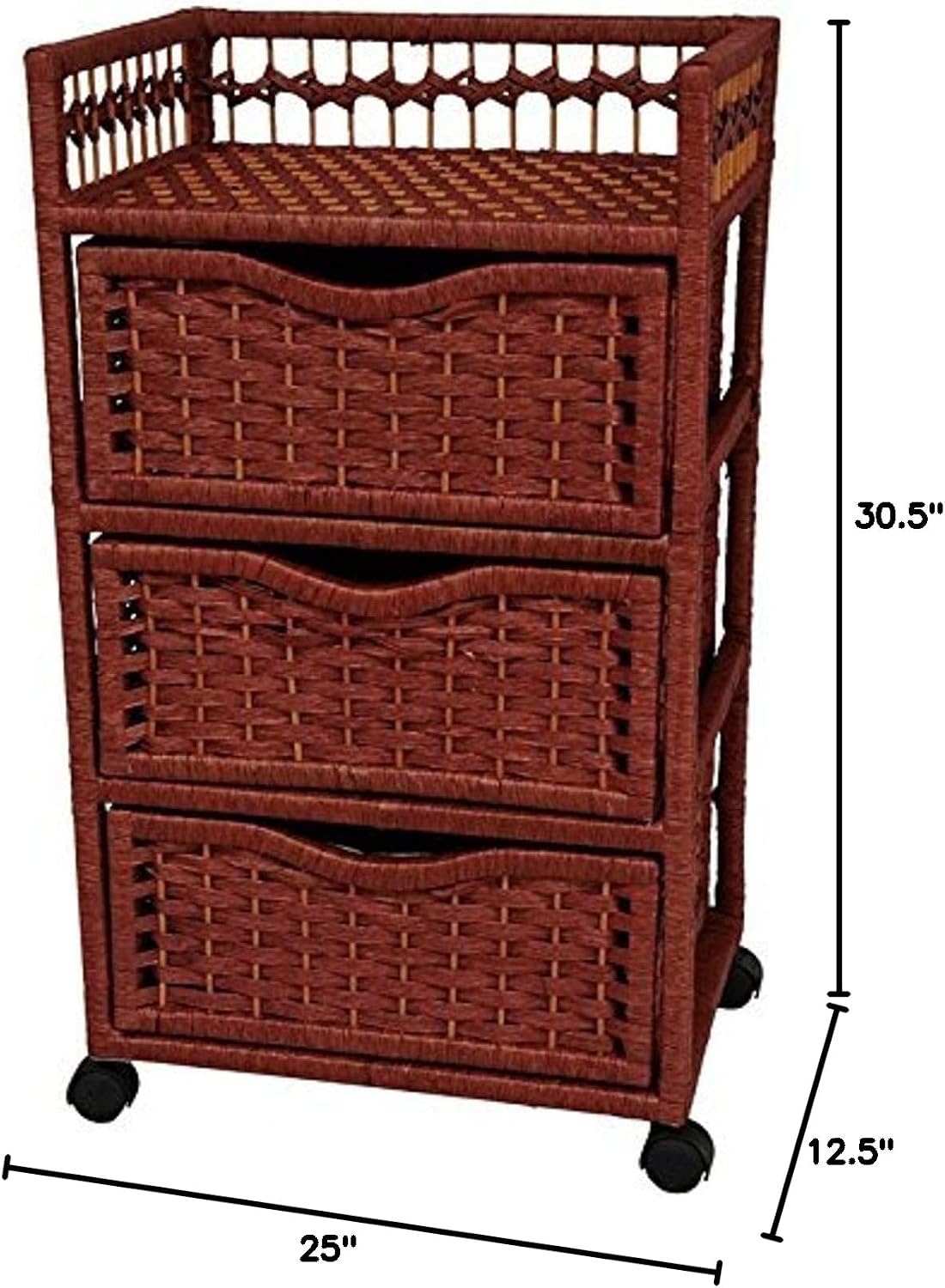 Red Lantern 31" Natural Fiber Rolling Organizer - Mahogany