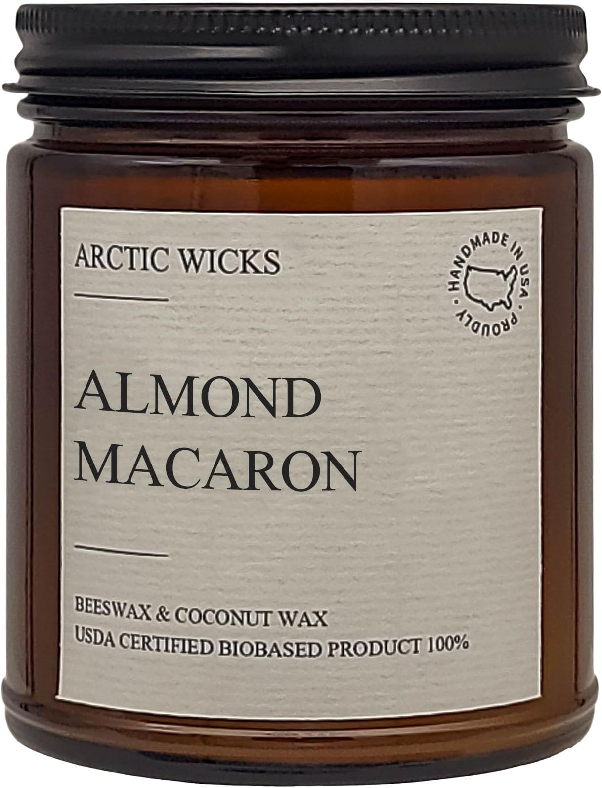 Scented Coconut Beeswax Candles | Coconut Beeswax Non Toxic Candle 9oz Amber | Farmhouse Candles Non-Toxic Clean Burn 100% USDA Certified Biobased (Almond Macaron)