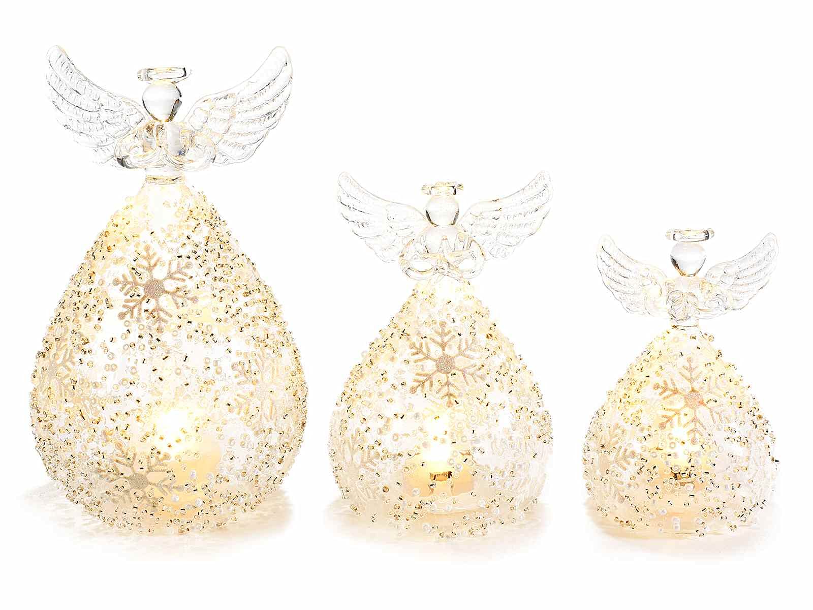 Gruppo Maruccia Angeli Natalizi Luminosi in Vetro Set da 3 Angeli Decorazioni Natalizie da Tavolo Idea Regalo