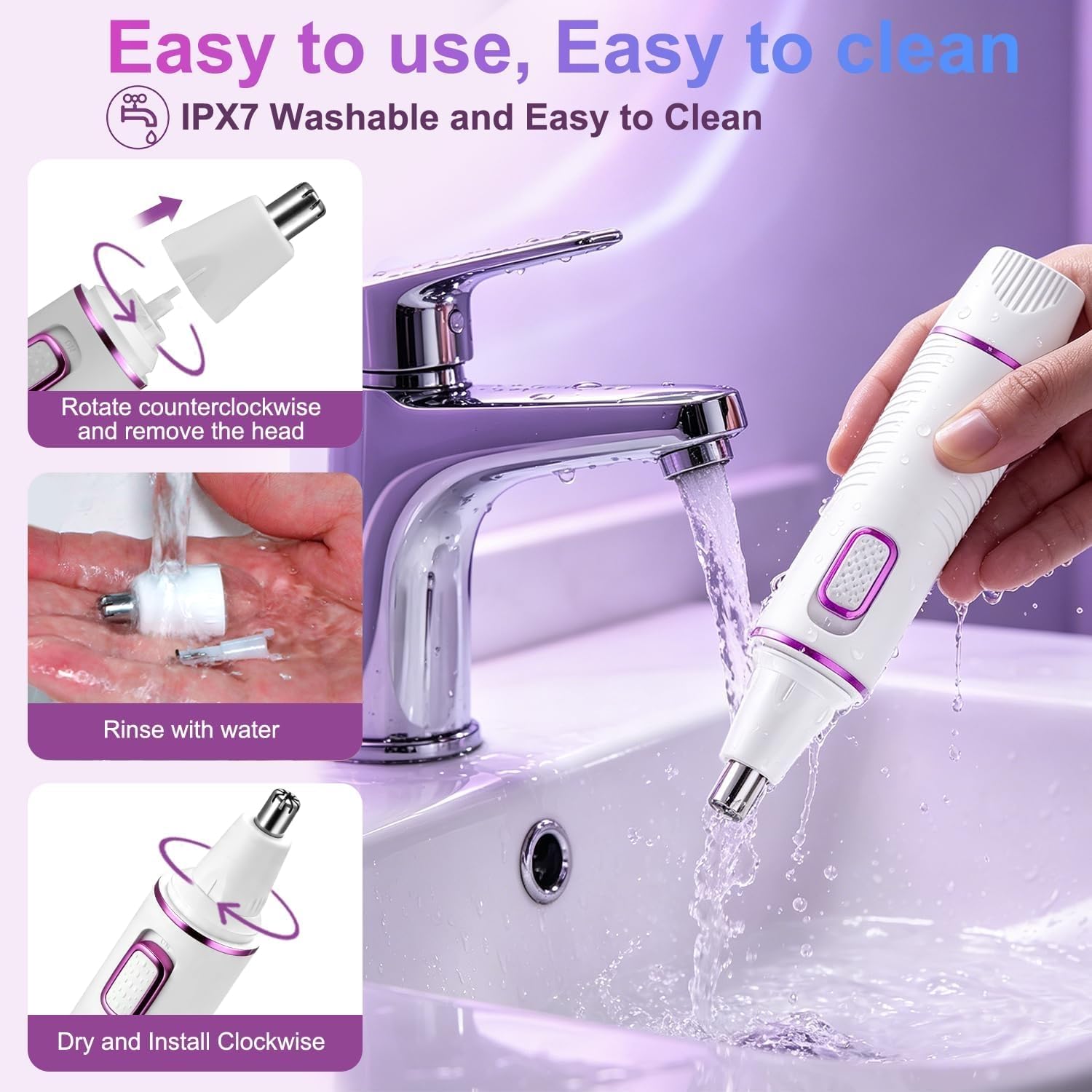 USB Rechargeable 2-in-1 Nose, Ear & Facial Hair Trimmer