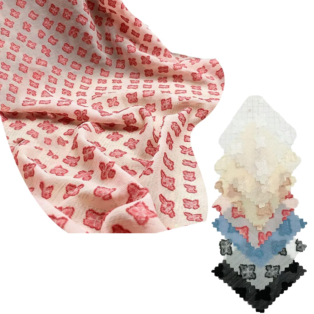 150 cm breit 1/2/3 m lang vierblättriger Blumen-Jacquard-Chiffon-Stoff plissierter Chiffon-Stoff Meterware Chiffon-Stoff für Stoff DIY