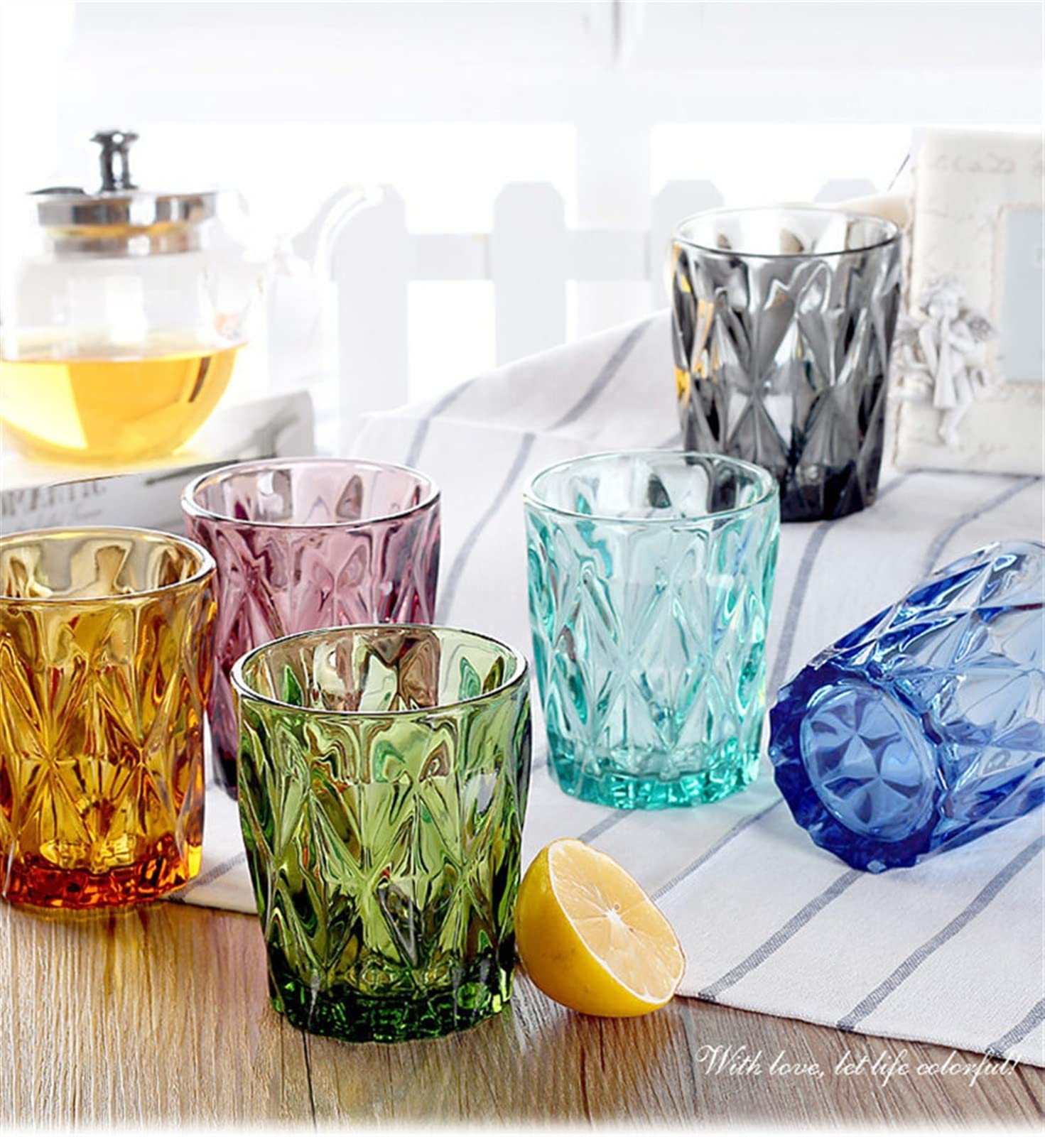 Szklane kubki do kawy szklanki do wody do soku piwa herbaty mleka wina 4-częściowy zestaw kubek do zimnego napoju gospodarstwo domowe napoje imprezowe (240 ml) szklane kubki do kawy