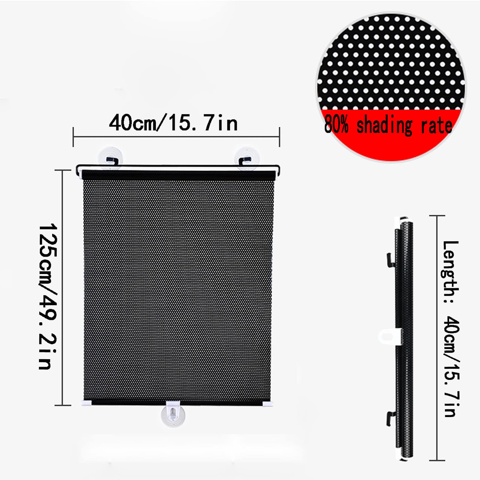 Store Enrouleur Sans Perçage 40 X 125 Cm – Rideau Occultant à Ventouse, Pare-Soleil Rétractable Pour Fenêtre, Toit, Velux, Isolation Thermique Été/Hiver, Facile à Installer