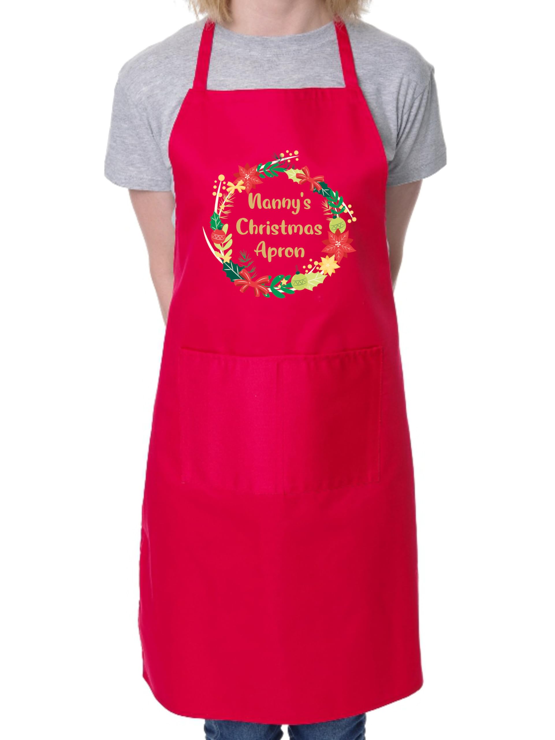 Print4U Nanny's Christmas Apron Xmas Present Funny For Nan's Red