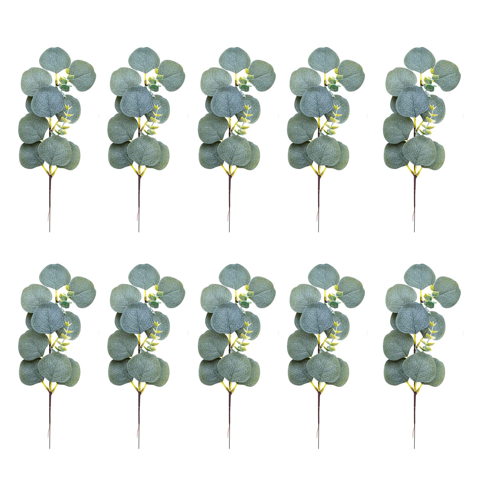 sodeber 10pcs Realistic Faux Silver Greeneries Stems Flower Home Decoration for Table Arrangements Faux Eucalyptuses Leaves