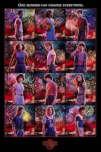 POSTER STOP ONLINE Stranger Things 3 - Póster para programa de televisión (cuadrícula de 12 personajes - Montage) (tamaño 24 x 36 pulgadas)