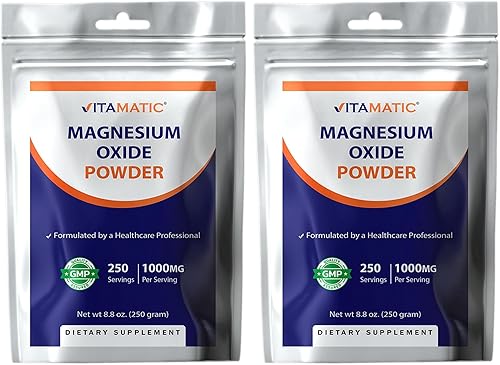Miniatura 9 de Vitamatic Polvo de óxido de magnesio – 1000 mg por porción – 250 porciones – Suplemento de magnesio de alta absorción – 600 mg de magnesio elemental