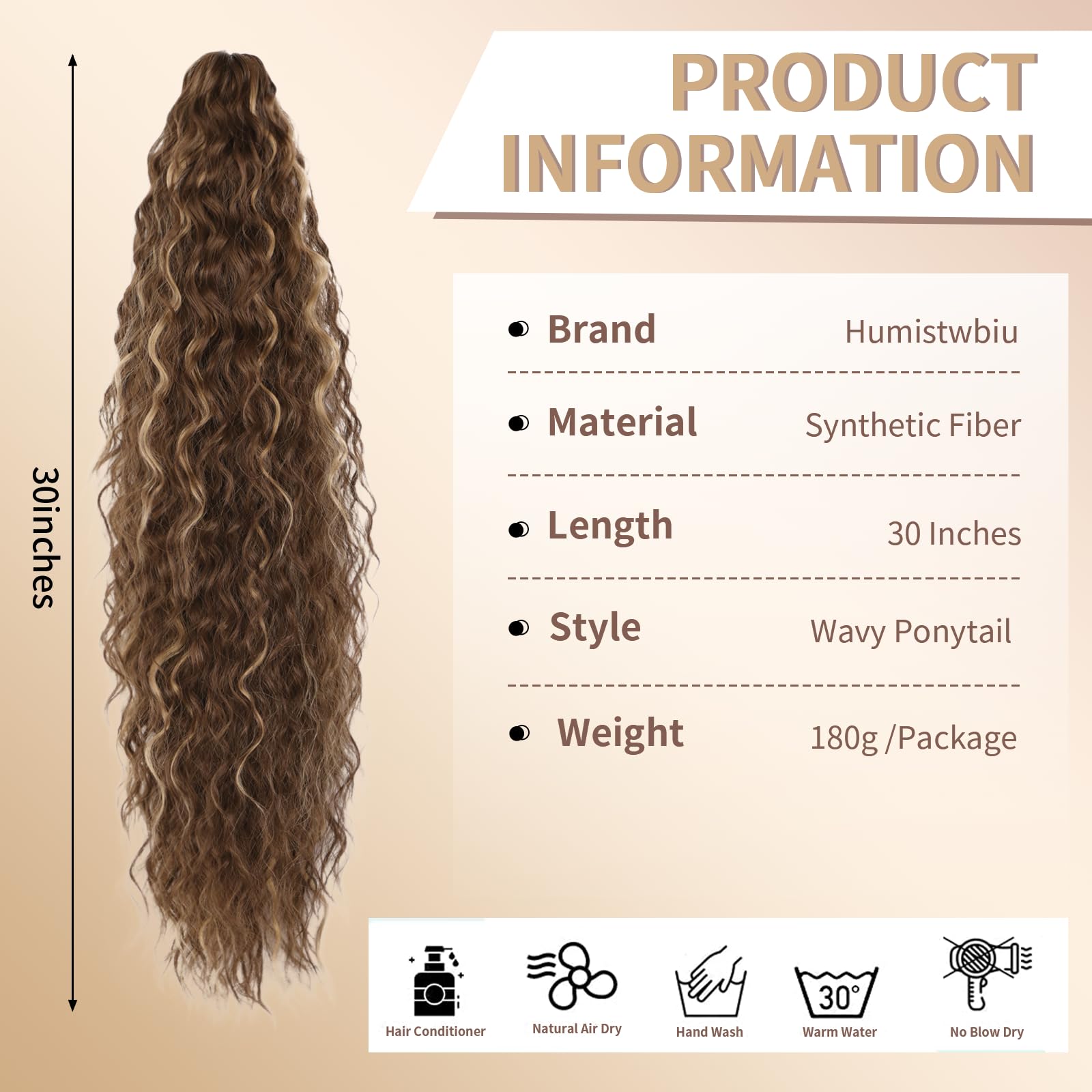 Humistwbiu Claw Clip Ponytail Extension for Women 30 Inch Long Ponytail Hair Piece Wavy Curly Synthetic Hairpieces - Image 2