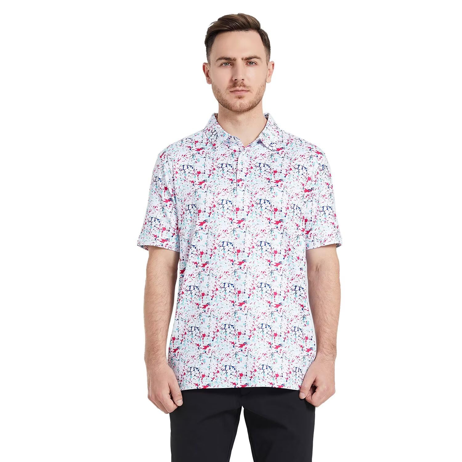 Camisas de golf de manga corta para hombre, absorben la humedad, ajuste seco, estampadas, atléticas, informales, para hombre