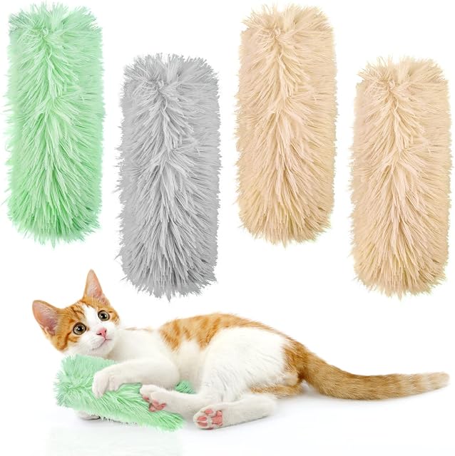 QUACOWW 4 Pcs Catnip Toys For Cats, Interactive Plush Kitten Chew Toys, Small for Cat toy Built in Sound Paper