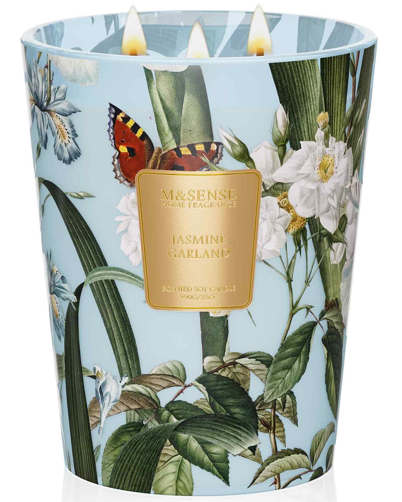 Jasmine Candles Highly Scented 3 Wick 35oz 150 Hours Burn Extra Large Jar Candles for Women, Natural Soy Wax Aromatherapy Candle for Stress Relief, Meditation, Yoga, Spa