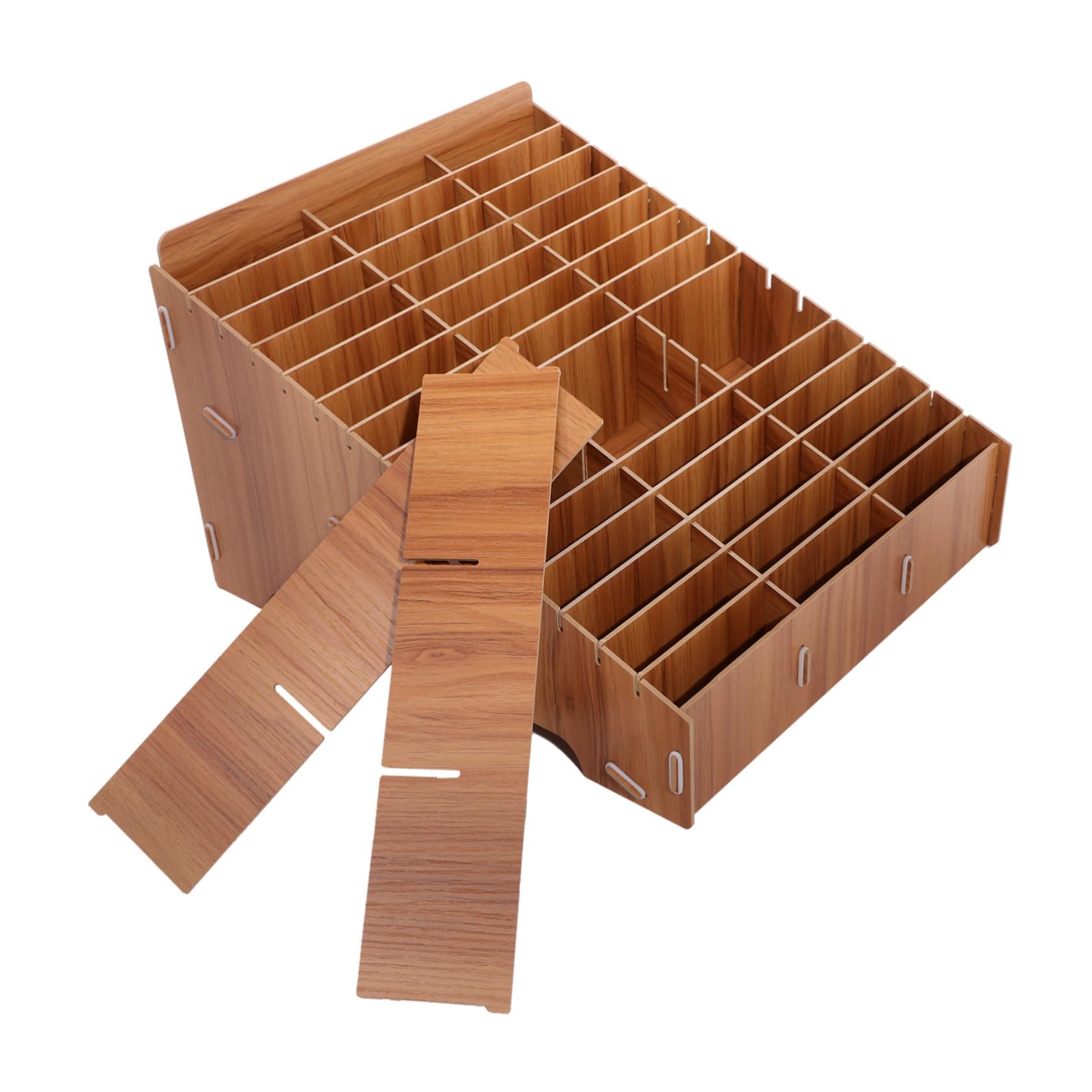 SHINEOFI Caja De Almacenamiento De Madera Soporte Teléfono Organizador De Escritorio Múltiples Compartimentos