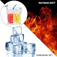 Vista 5 de 100 Pcs Drink Pouches with 100 Straw Holes, Freezable Juice Pouches, Translucent Reclosable Zipper Plastic Pouche Drink Bags for Cold & Hot Drinks