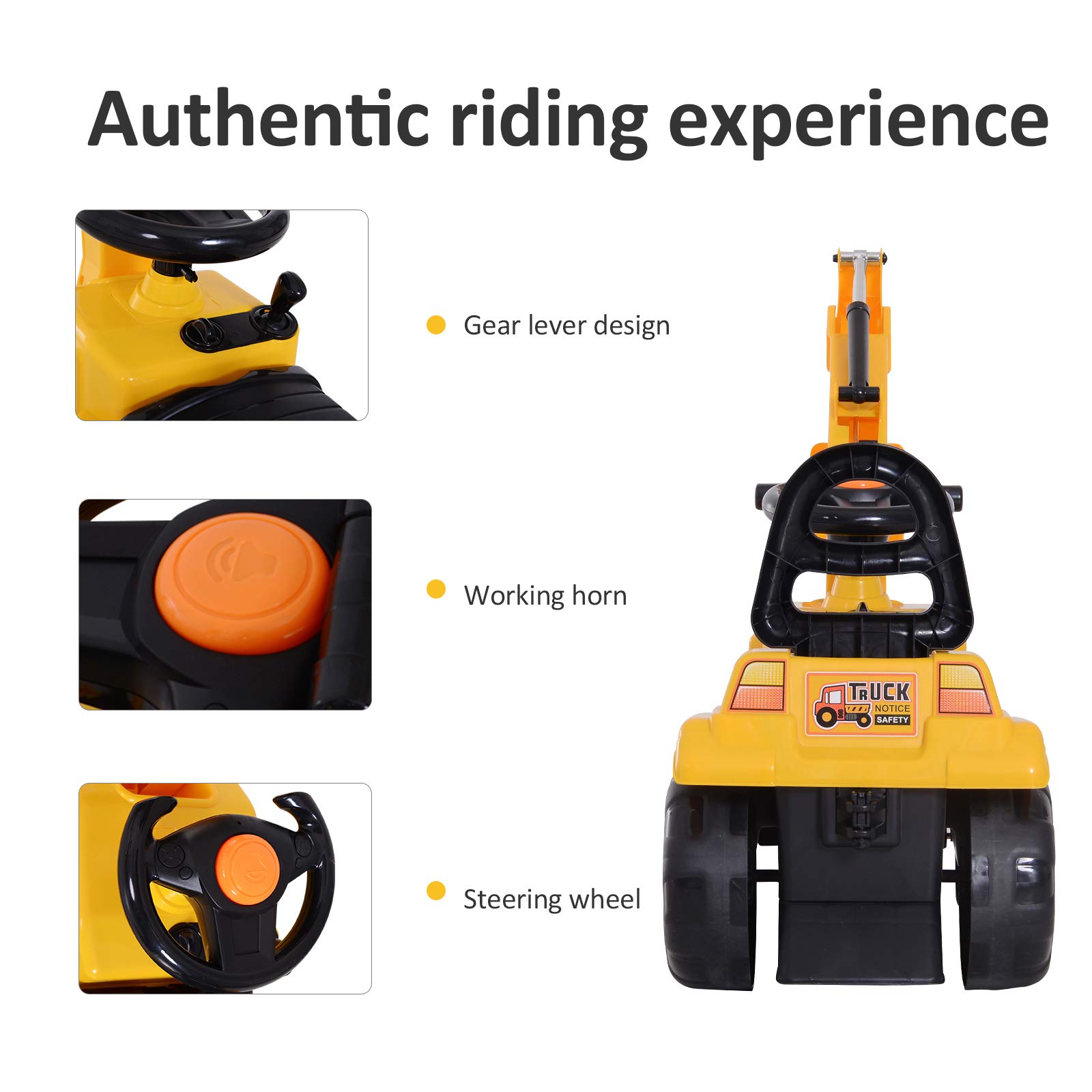 Buy NO Power 3 in 1 Ride On Toy Excavator Digger Scooter Pulling