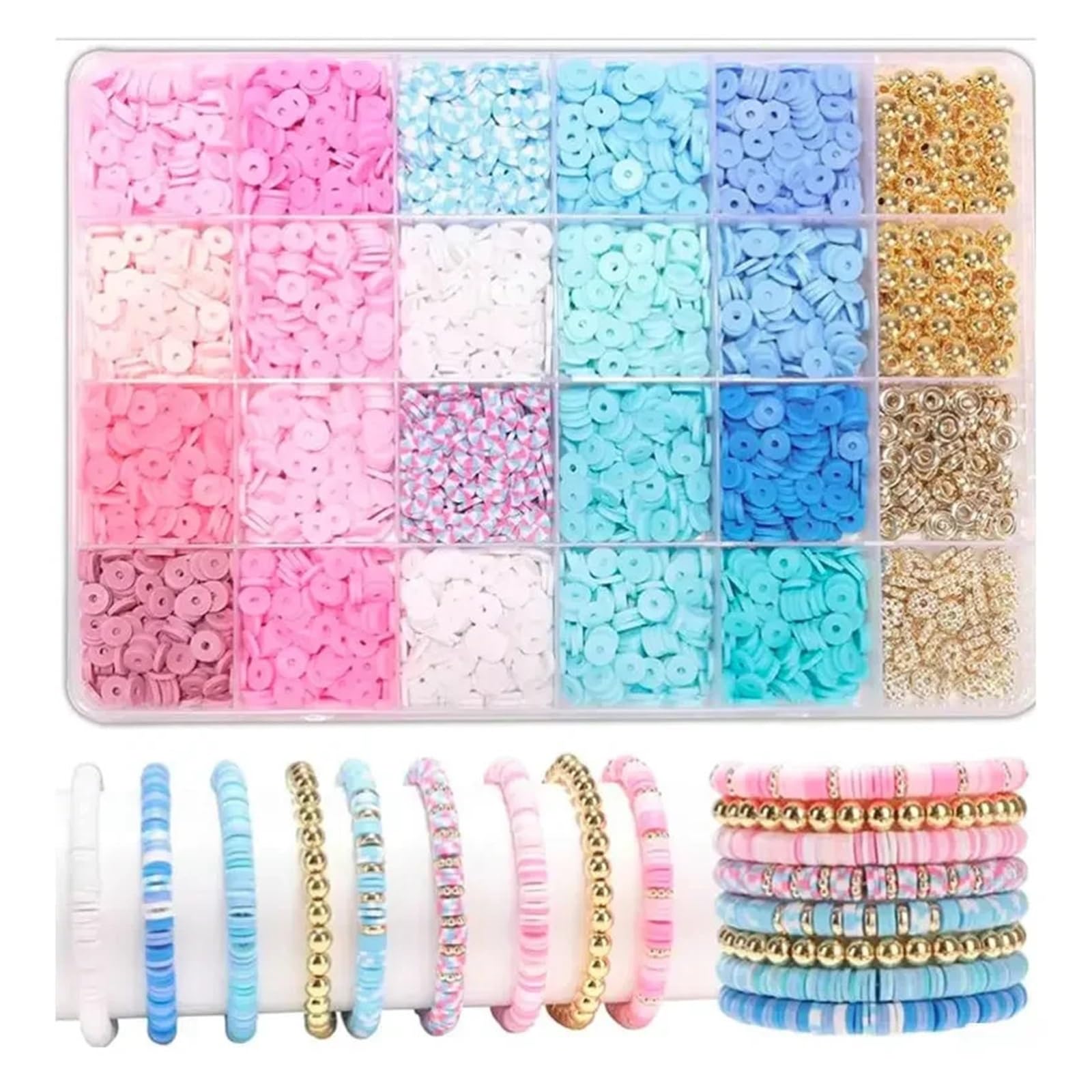 Rynzo DIY Beading Kits 24-Color Clay Bead Bracelet Craft Kit(Beads Kit1)