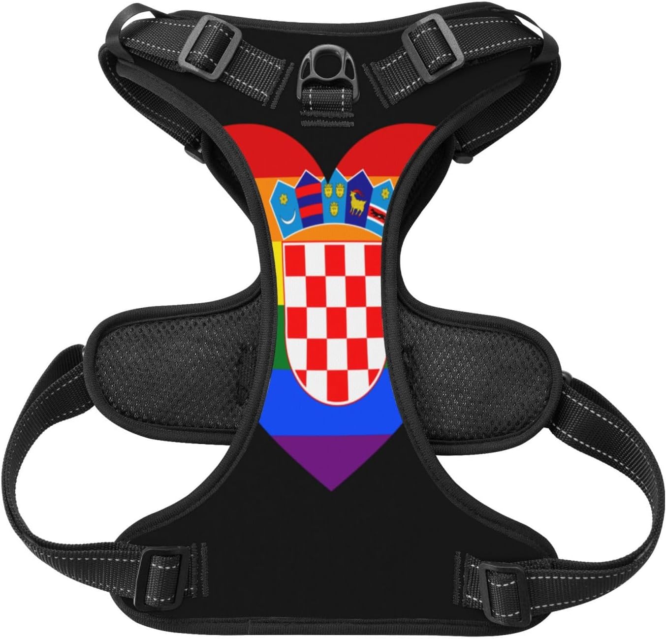 Love Croatia Flag No Pull Dog Vest Harness for Small Medium Large Dog Puppy Pets Cats Outdoor Walking