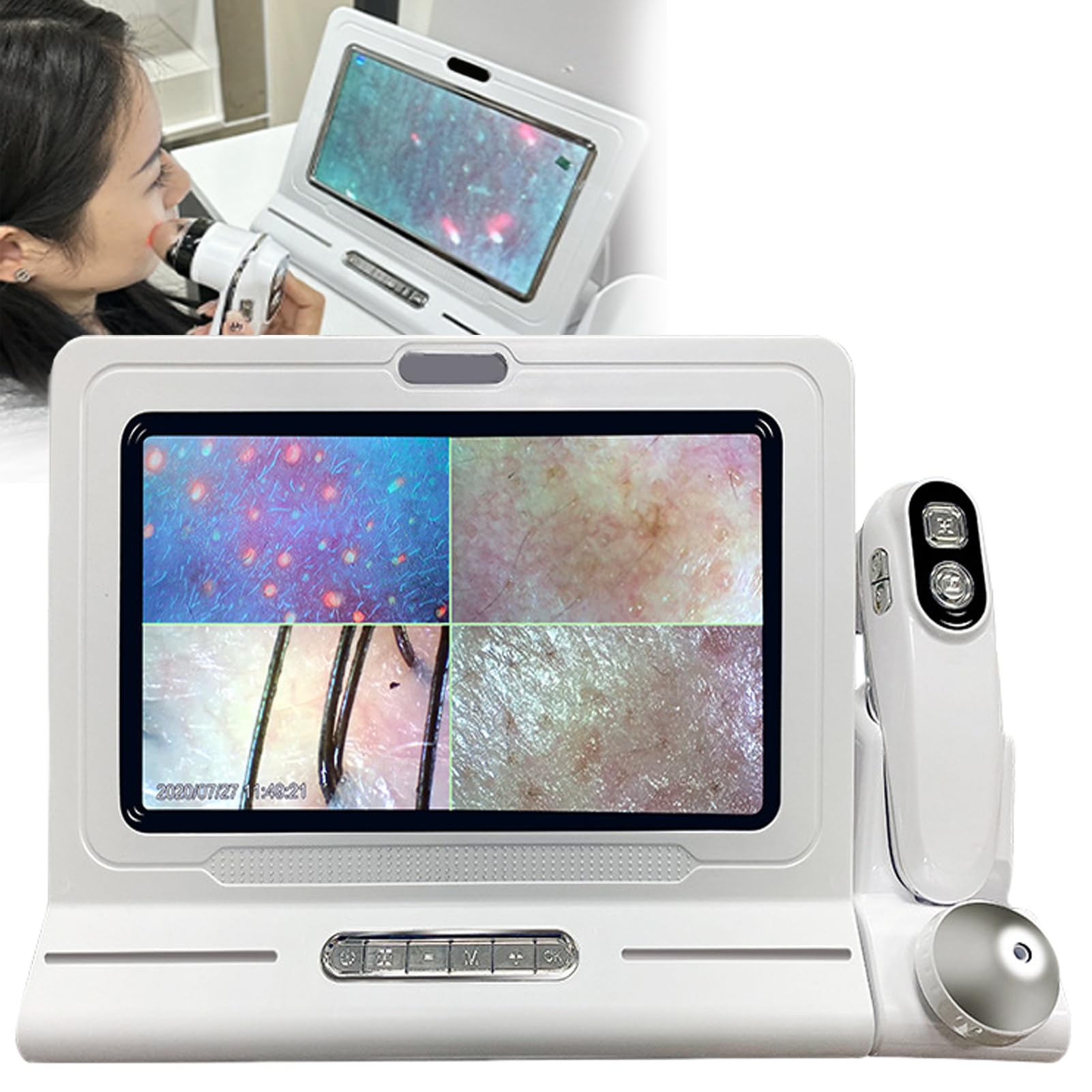 vanenferse Scalp Detector, 11inch HD Scalp Detector Microscope for MultiFunctional Hair Follicle Skin Testing Smart Analysis, 50X 200X Magnification