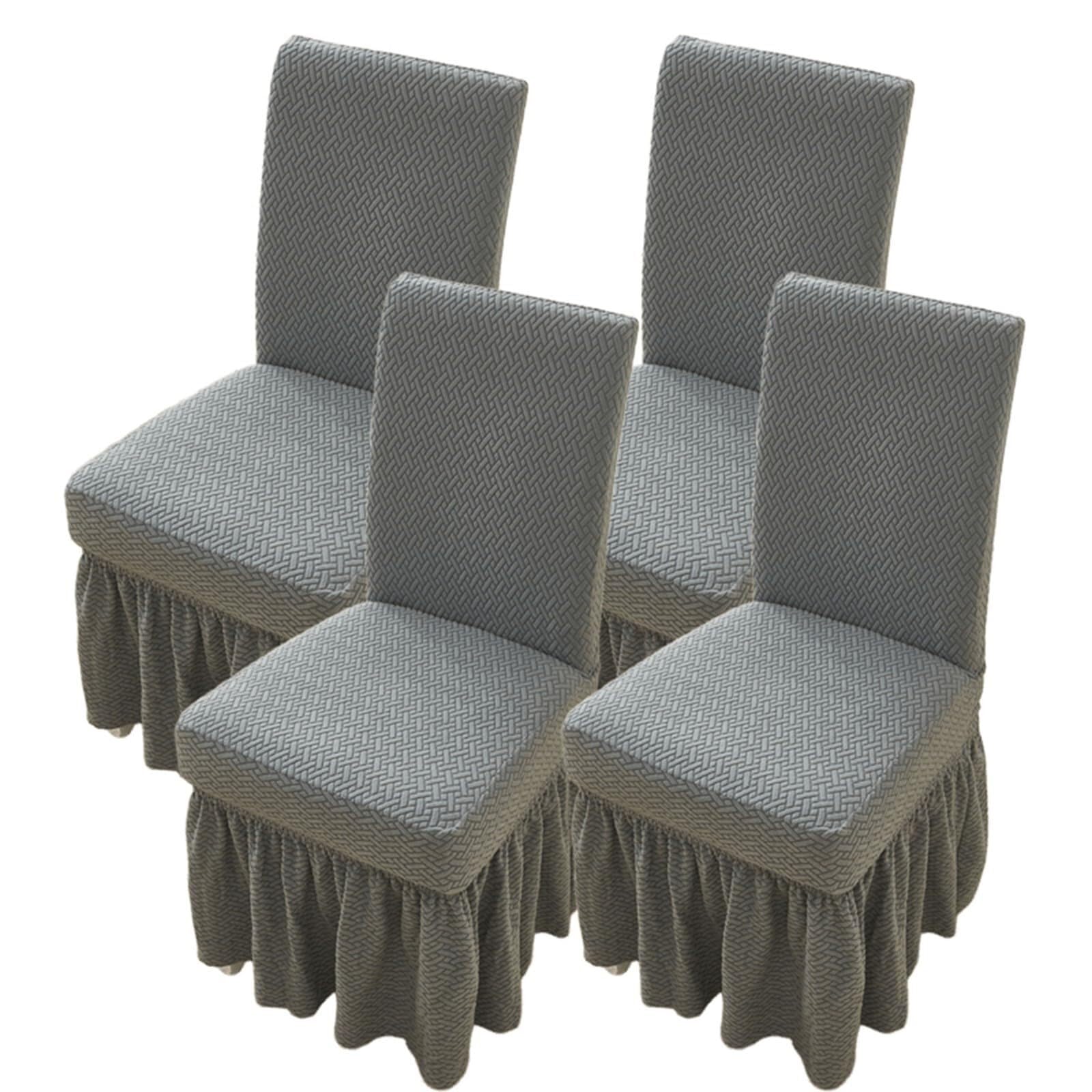 NMVAWIPT Dining Chair Covers With Long Skirt, For Room, Universal Anti-Slip Slipcovers For Kitchen Wedding Party Banquet(#4,4 Set)