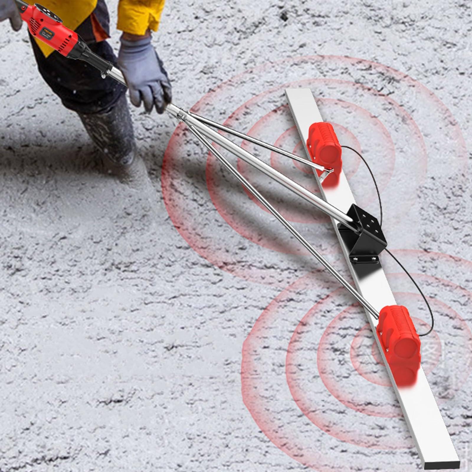 Herramienta vibradora inalámbrica para soleras de hormigón, nivelador eléctrico de cemento de 6000 rpm con 2 baterías recargables para un procesamiento eficiente del concreto