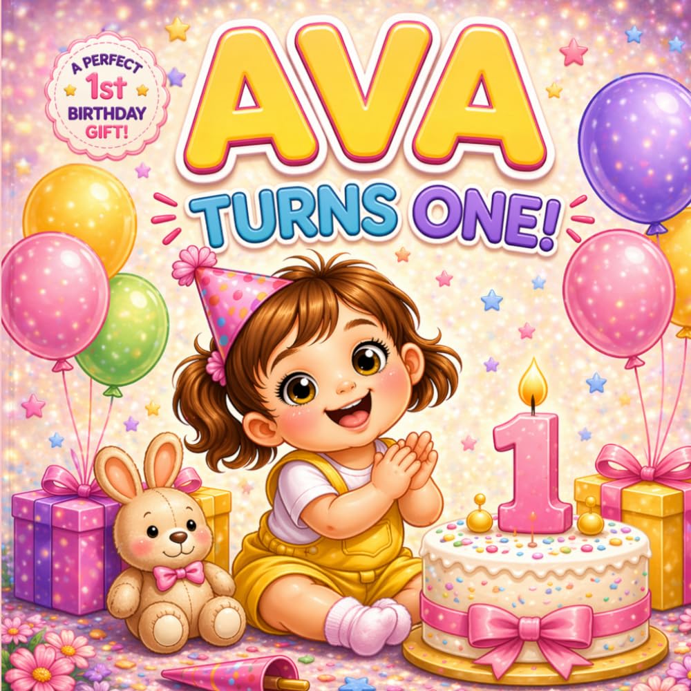 Ava Turns One: A Sweet Personalized First Birthday Book for Ava (Three Hearts Personalized Baby Name Books (Ava))
