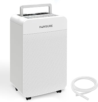 HUMSURE 25L/Day Dehumidifiers for Home, 5.3L Tank Dehumidifier for Bedroom, Ultra-Quiet Sleep Mode, Drying Clothes, Negative Ion Air Purification, Auto Off, 24H Timer