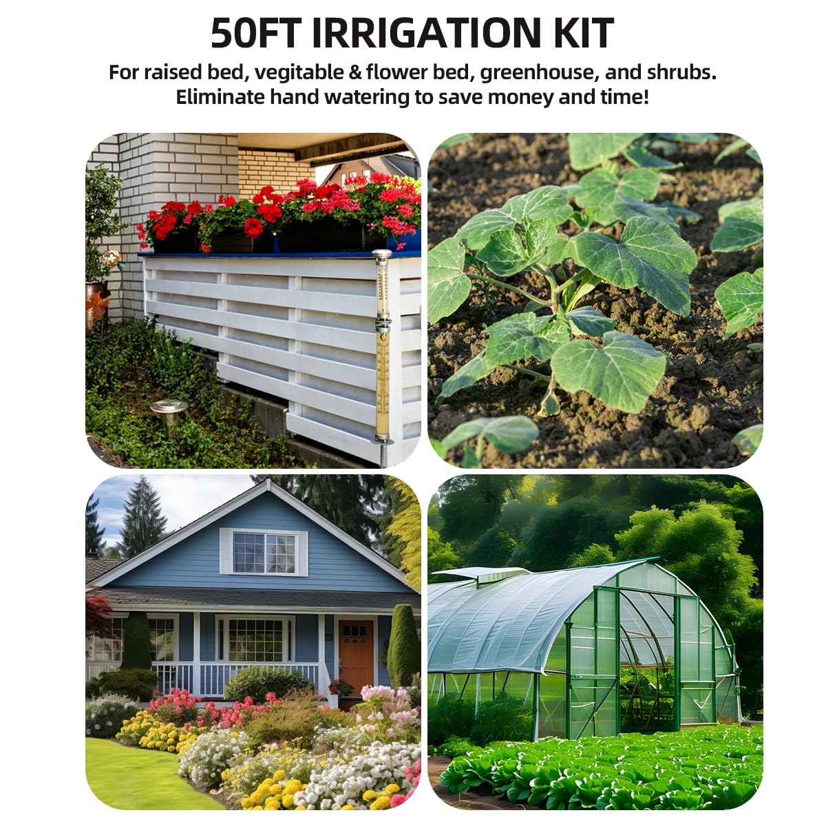 Drip Irrigation System with Water Timer Quick-Connect Automatic Irrigation Kit with 1/2 inch Hose 1/4 inch Distribution Tubing and Accessories DIY Garden Misting System for Yard, Lawn, Patio