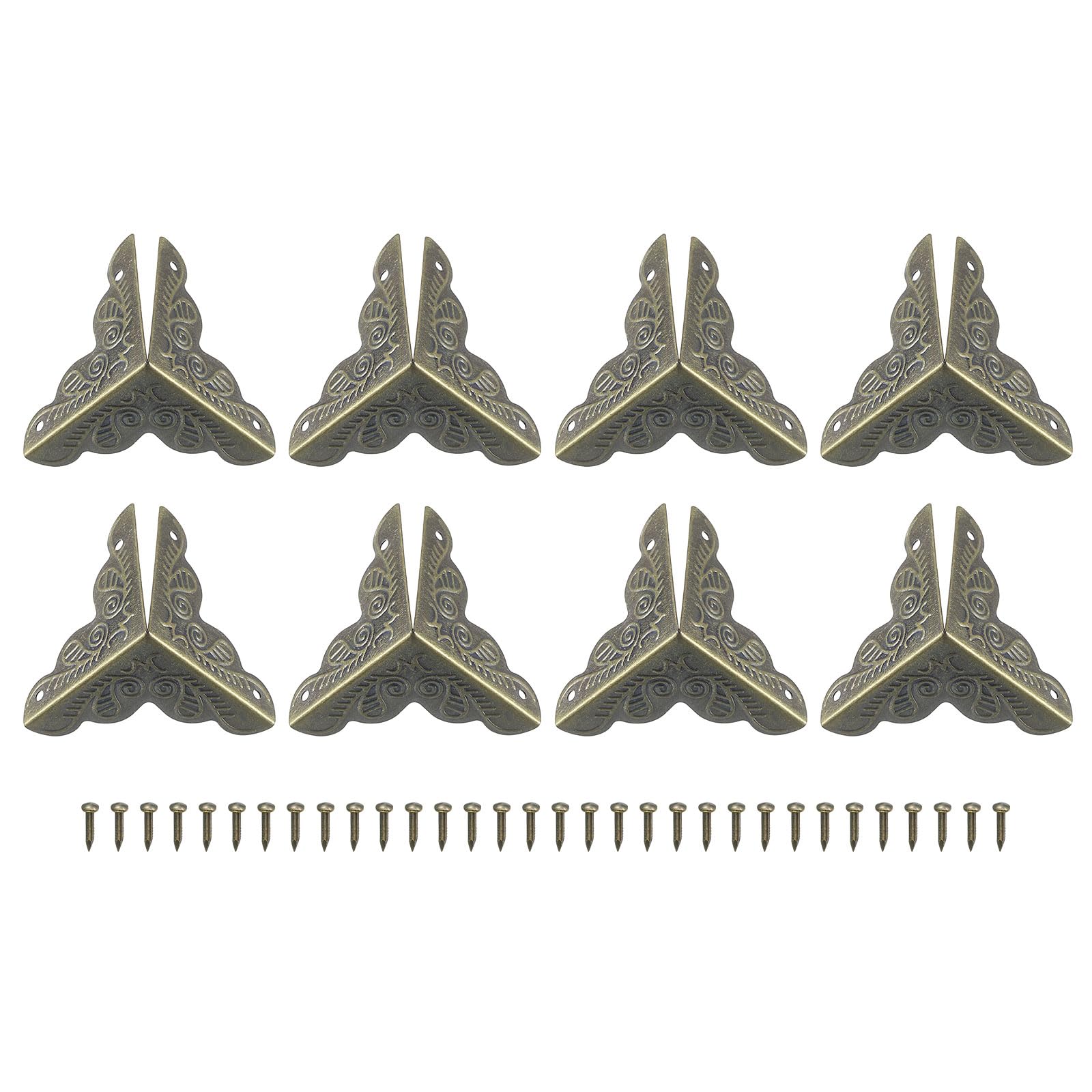 QUARKZMAN 8pz Angoli Protettori in Metallo per Scatole 1"x1" Protezioni Angolari Decorative con Viti Montaggio per Armadietti Portaoggetti Cassapanca Legno, Bronzo