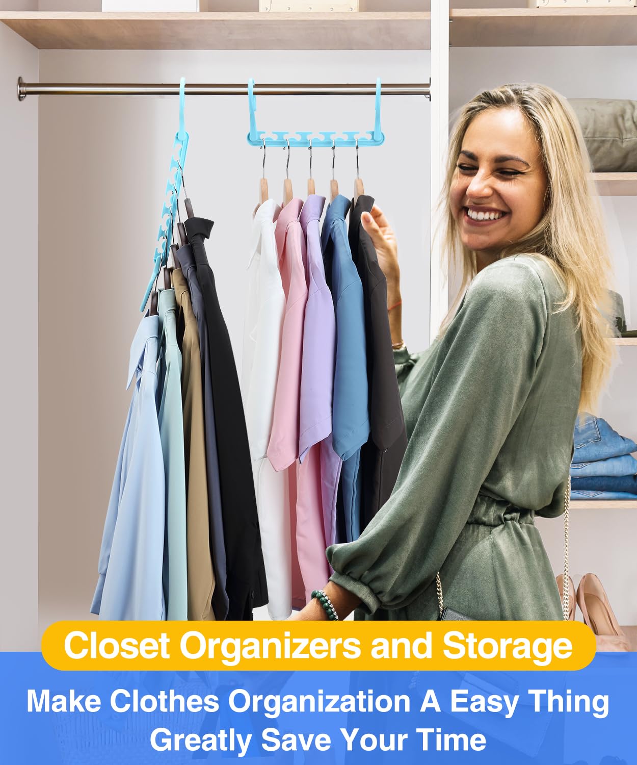 Snapklik.com : Hangers-Space-Saving-12 Pack - AMKUFO Closet-Organizer