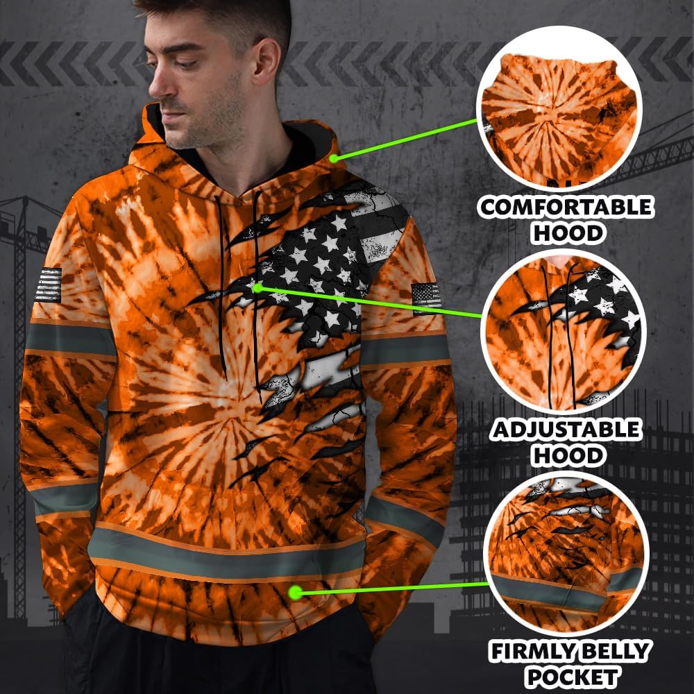 Color Eagle High Visibility Shirt for Men Custom Name Reflective Safety Workwear for Worker, Patriotic