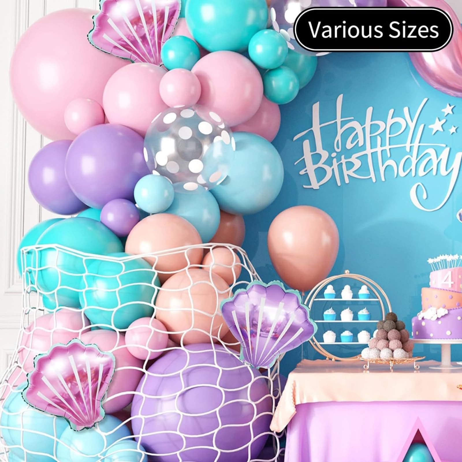 127PCS Mermaid Birthday Decorations Mermaid Balloon Arch Kit Under the Sea Balloon Garland Kit Blue Balloons Purple Balloons for Under the Sea Party Decorations — view 4