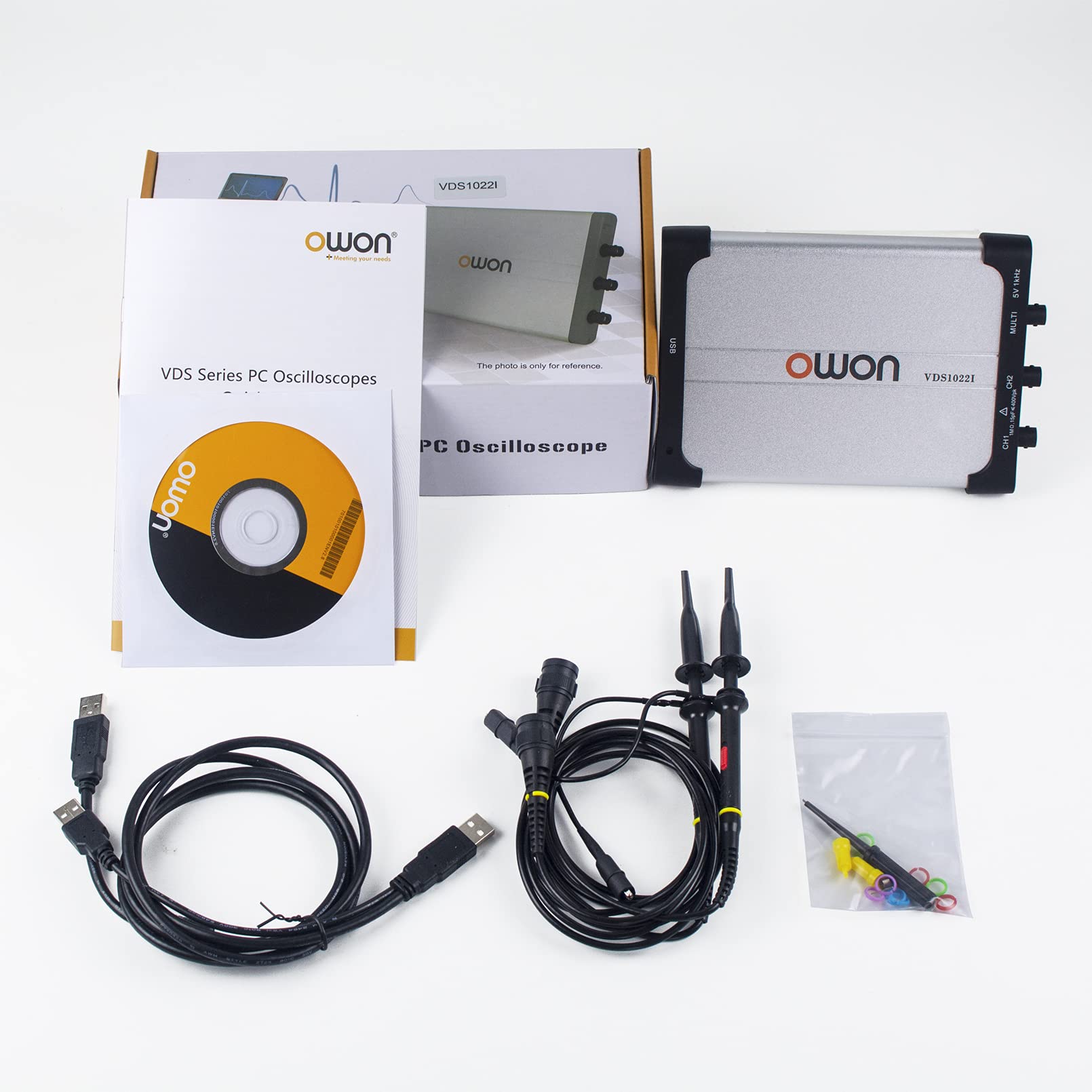 OWON VDS1022i Oscilloscopio USB Basato su PC, 2+1 (Multi) Canali Portatile, Virtuale Con Larghezza di Banda 25 MHz e Isolamento del Canale