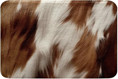 Tapete de baño de piel de vaca occidental, alfombra de baño con estampado de vaca, alfombra de ganado campestre para niños, adolescentes, hombres,